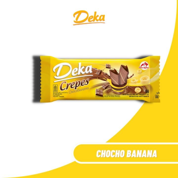 

[ BERKAH ] Deka Crepes Dua Kelinci Box isi 12 x 10gr Choconut Chocobanana Snack Cemilan Anak Murah