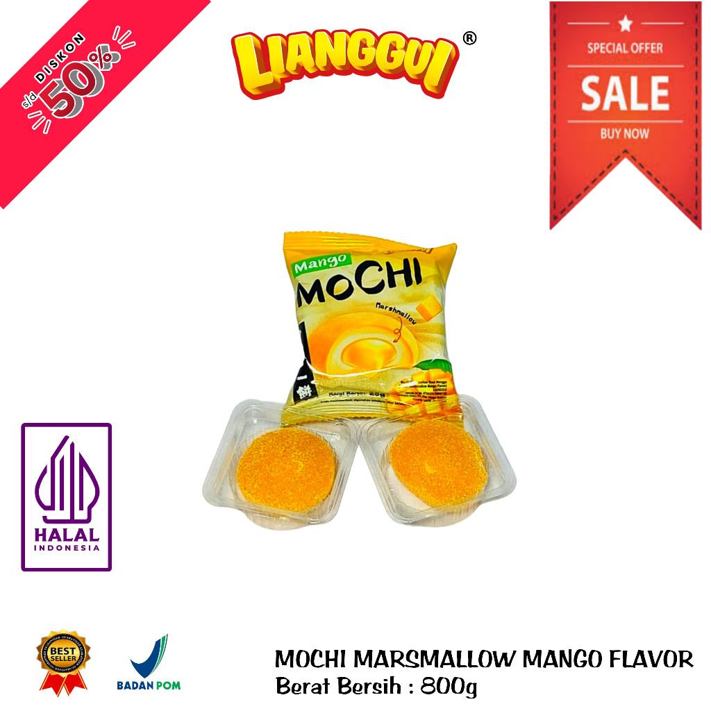 

[HALAL] Lianggui Mochi Viral Mango/Matcha Rasa Enak Cemilan Makanan Isi BOX 24Pcs