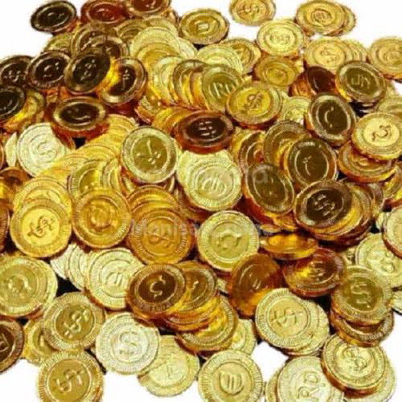 

PUSAN COKLAT EMAS BATANGAN 300gr (ISI 50 pcs) / COKLAT KOIN DOLLAR 250gr (ISI 76 pcs) REPACK EXP