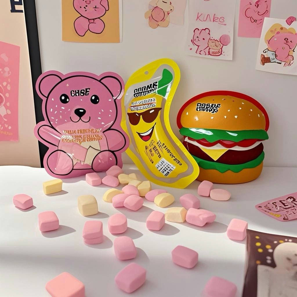 

HALALPermen Marshmallow Isi 30 PcsSnack mains candy teddy bear pisang karakter silkys