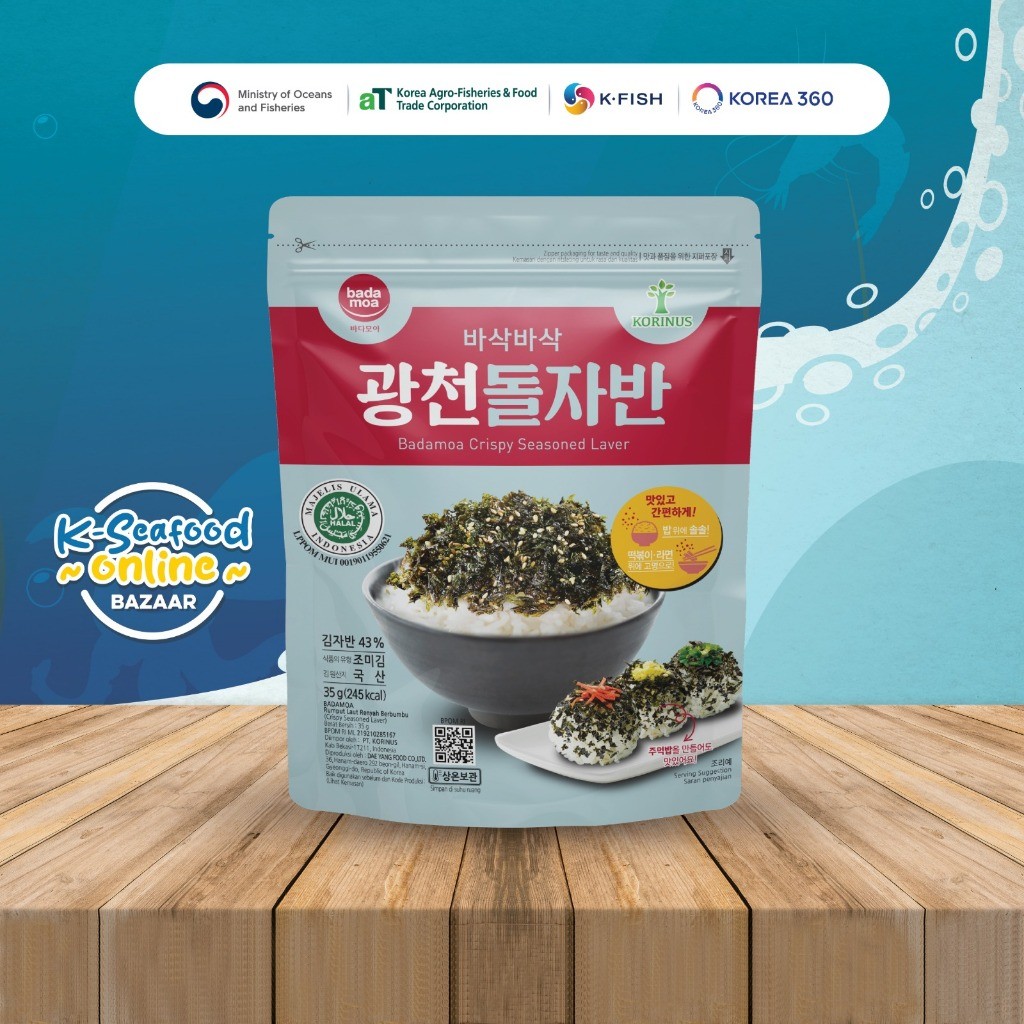 

K- Badamoa Crispy Seasoned Laver (Original) 35gr/Rumput Laut rasa Original/Halal MUI/ Makanan Korea