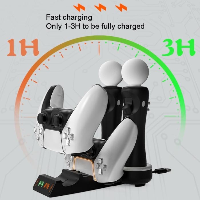 PROMO SS20710 - IPLAY PS5 PS VR MOVE CONTROLLER 4 IN 1 CHARGING STATION DOCK READY