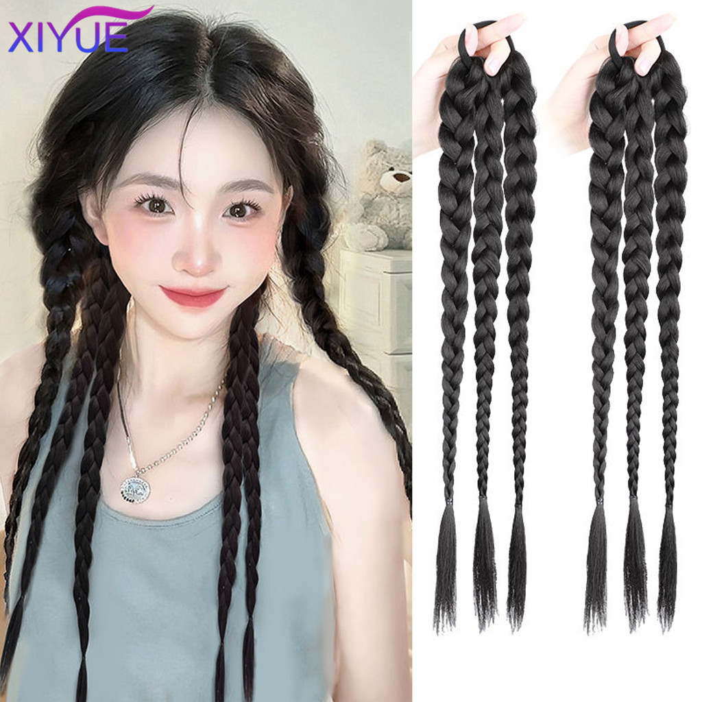 

XIYUE Synthetic Boxing Braids Ponytail For Women Elastic Twist Braid Rope Rubber Band Hair Accessories Heat Resistant False Ha