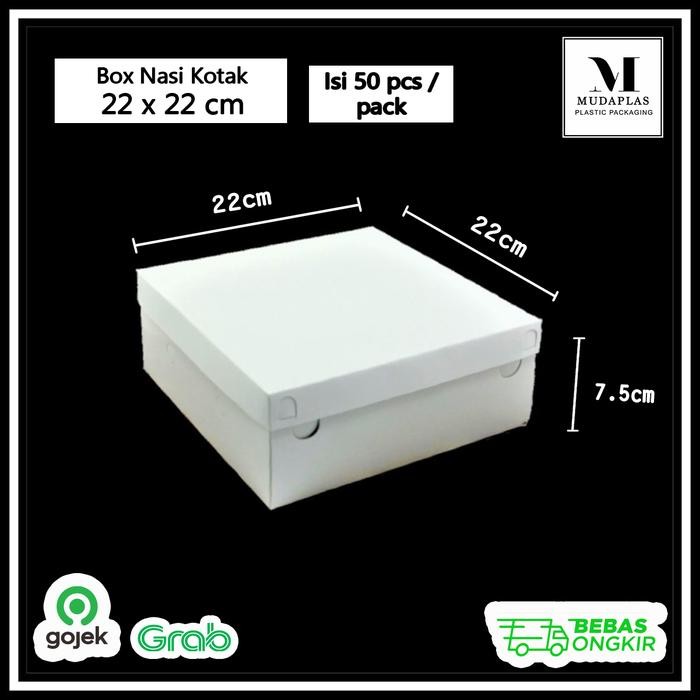 Terlaris Box Nasi Kotak 22 X 22 Cm / Kotak Nasi / Dus Tps Box - Isi 50 Lembar