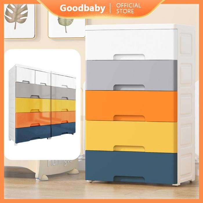 besar Lemari Pakaian Tingkat Lemari Pakaian Susun Plastik Roda Rak Susun Penyimpanan Cabinet Storage