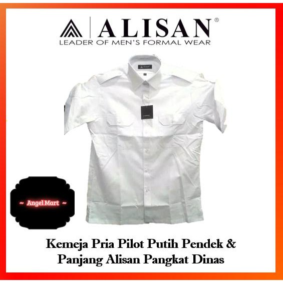Kemeja Pria Pilot Putih Pendek Alisan Pangkat Dinas