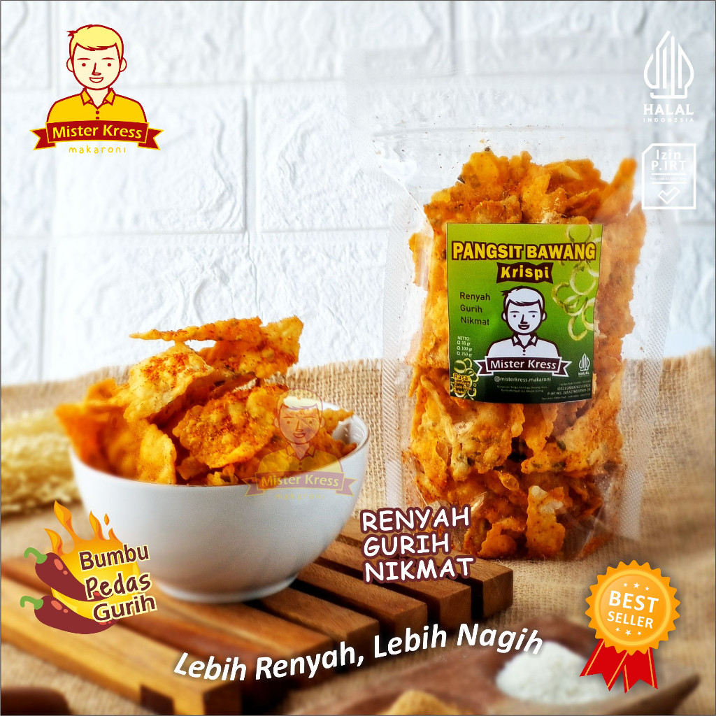 

Restokobar Mister Kress Pangsit Bawang Krispi 250 Gr Gurih Pedas Nikmat - Makanan Ringan