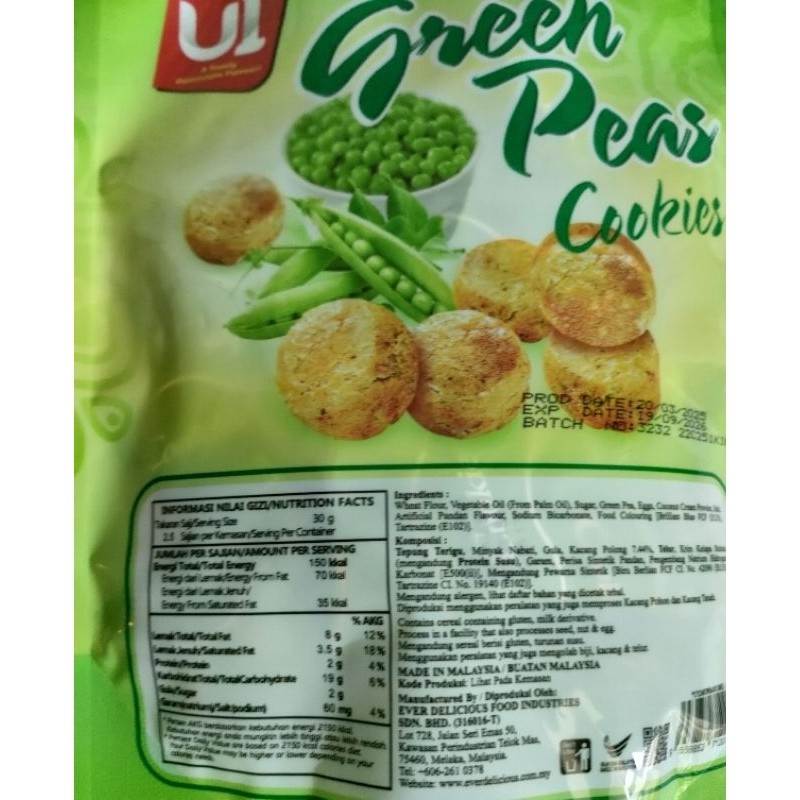 

Sega Tungtung U1 Cookies Greean Peas/Chocolate Chip/Yam/Kukis 80 Gr