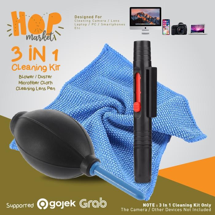Cleaning Kit 3 In 1 Lensa Kamera Pembersih Monitor Lcd Hp Laptop Air Blower + Lens Pen + Micro Fiber