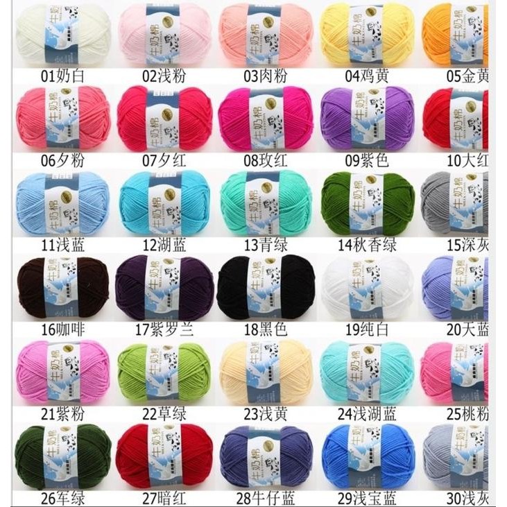

01 - 30 Milk Cotton Yarn 5 ply/ Benang Rajut New
