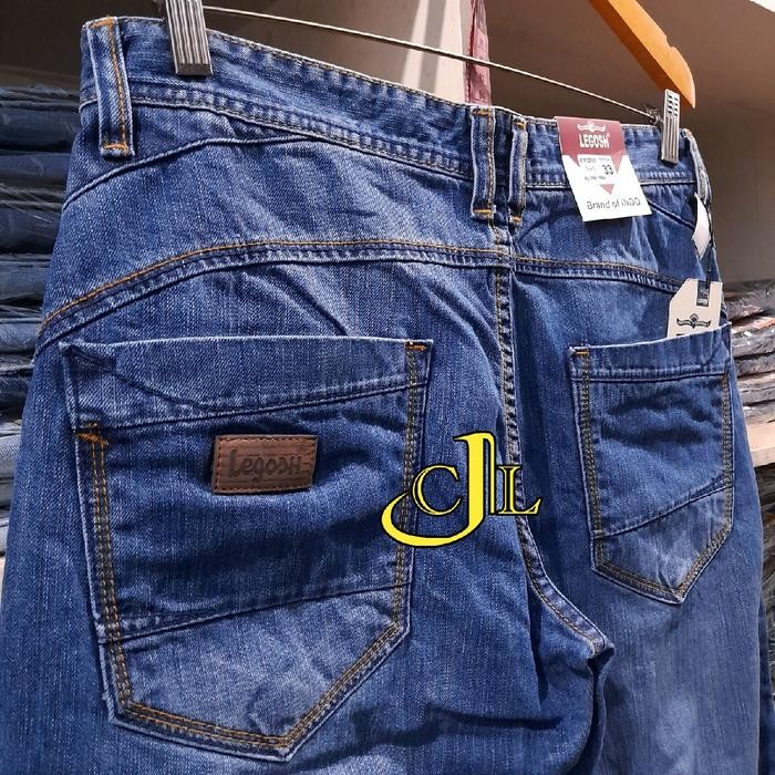 PREMIUM celana pendek jumbo legosh jeans original big size 40-46 Biru Muda Pria