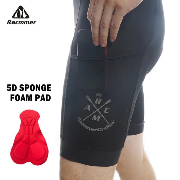 PREMIUM RACMMER Celana Bib Pendek Bersaku - Cycling Pocket Bibs Shorts Padding