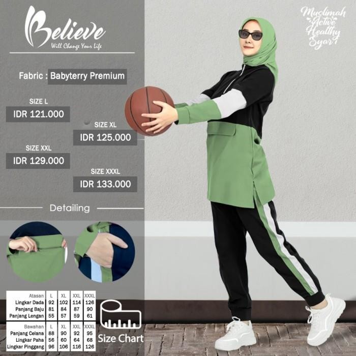 PREMIUM RV SET Setelan Kaos Celana Olahraga Muslimah Training Senam Wanita Lengan Panjang Jumbo Big