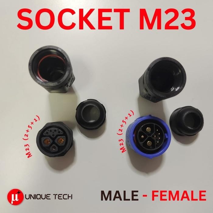 PREMIUM SOKET KONEKTOR M23 8 PIN MALE FEMALE SOCKET CHARGER BATERE MOTOR LISTRIK GESITS VIAR