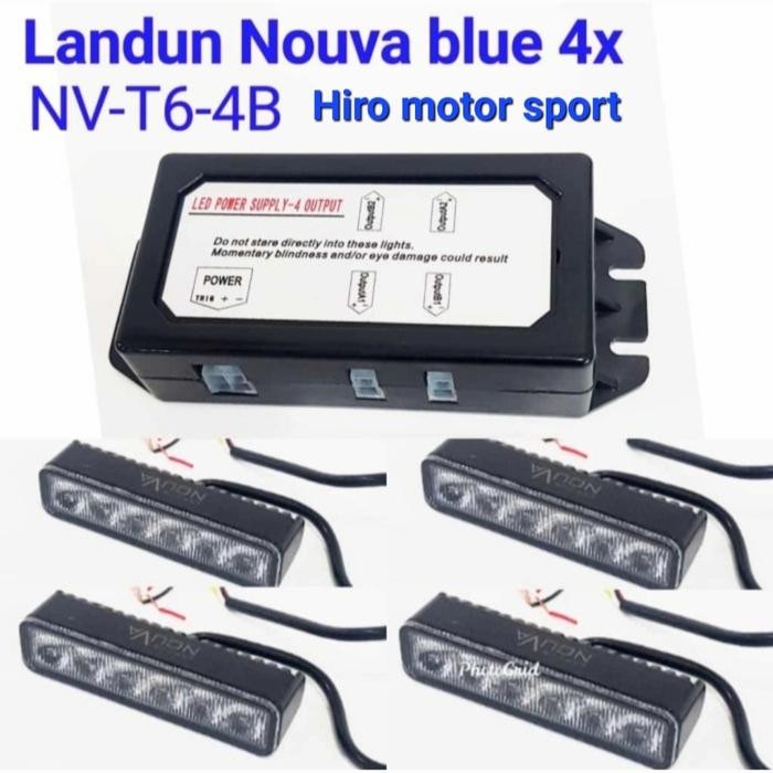 PREMIUM lampu led grill landun nouva blue 4 pcs + 1 modul