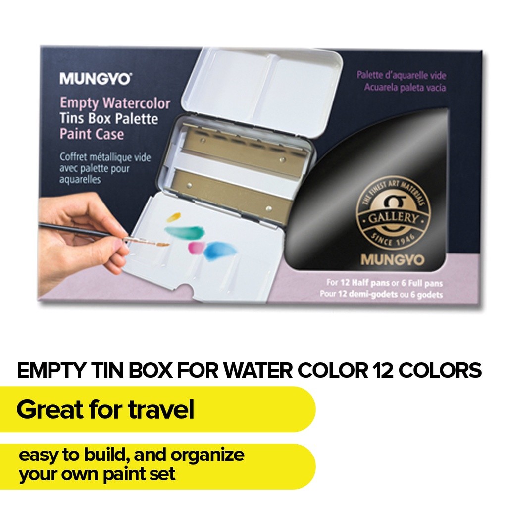 

LINDU Mungyo Official - Empty Tin Box For Water Color - Small Set For 12 Color