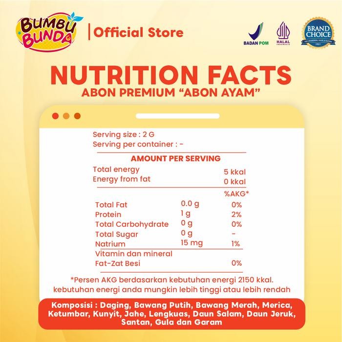 

G&C BUMBU BUNDA ELIA ABON SAPI / ABON AYAM / ABON MPASI / ABON BAYI