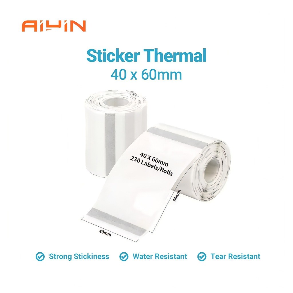 

LINDU AiYin Thermal Paper 40mm x 60mm 1.57'' x 2.36'' 130pcs/Roll Black on Transparent Label