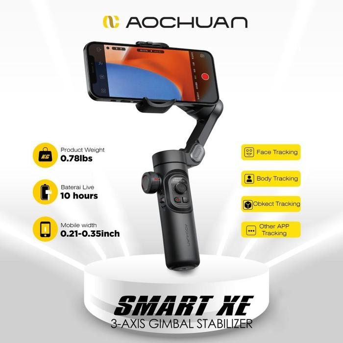 AOCHUAN Smart XE Handheld Gimbal 3 Axis Stabilizer Smartphone Tripod Handphone Tongsis
