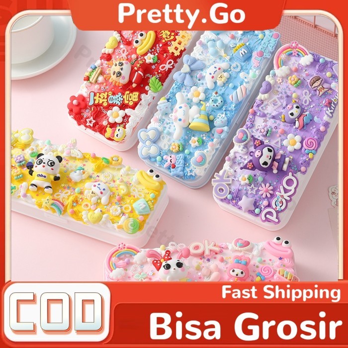 

Ready JT Diy Kotak Pensil Tempat Deco Cream Set Sanrio Kotak Pensil Stationery