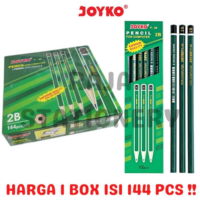 

Ready JT PENSIL KAYU JOYKO P88 PENCIL 2B KOMPUTER UJIAN GROSIR P-88 GROSS BOX [144PCS]