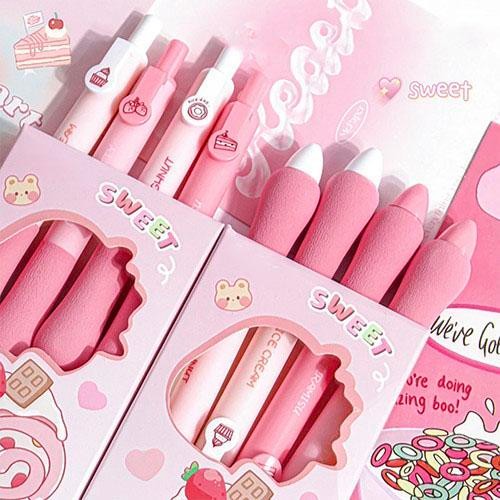 

Ready JT Winzige Set 4pcs Pulpen Aesthetic Gel Pen Pulpen Gel Pink Retractable Pena Tinta Hitam