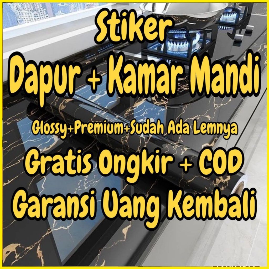 Stiker Dapur Wallpaper Dapur Anti Minyak Anti Api Motif Marmer Hitam Putih Jerapah Jeruk KELINCI