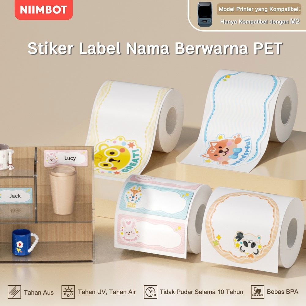 

LINDU NIIMBOT M2 Kertas Label Kartun, Stiker Nama Siswa, Label Penyimpanan berwarna