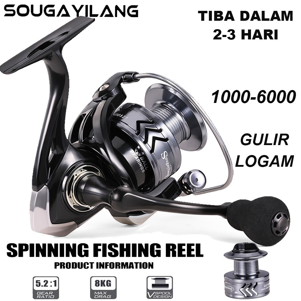 Gboiishop - Sougayilang Reel Pancing Fishing Reel 1000-6000 5.2:1 5-10Kg Aluminium Spul Pemintalan