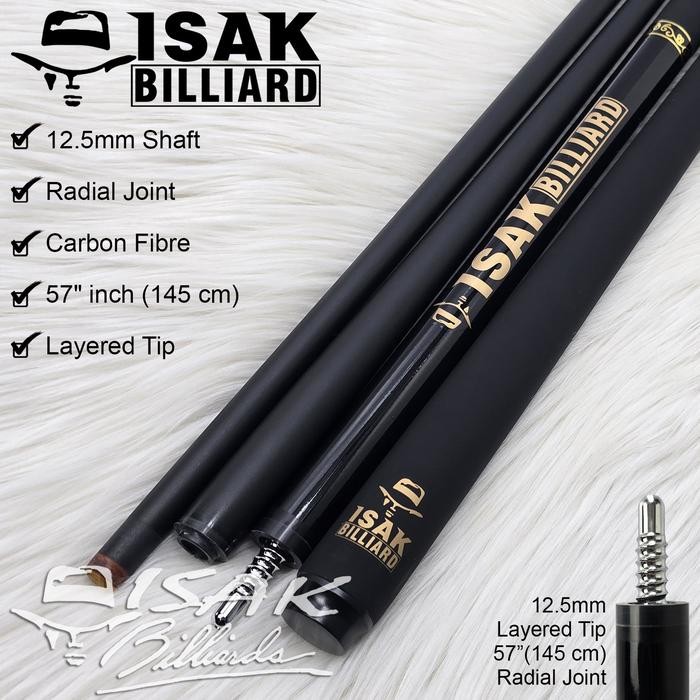 ISAK Billiard Carbon Cue - Radial Hat Logo Low Deflection Stick Billiard