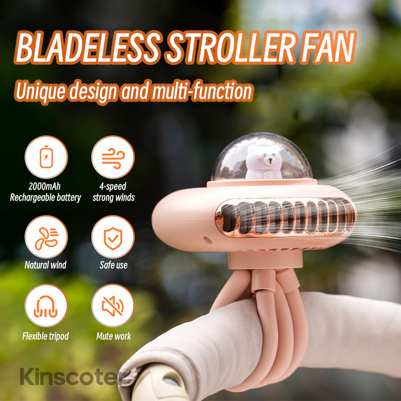 KINSCOTER Kipas Kereta Dorong Portabel Fleksibel Tripod Kipas Clip-On 4 Kecepatan Kipas Pribadi Geng
