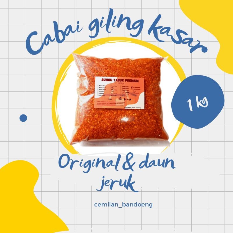 

Bubuk Cabai Kasar hot jeletot Original dan aroma daun jeruk 1 kg