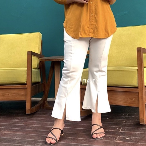 Pola Mewah Fixup - Mona Cutbray Pants Kulot Pants Jumbo Celana Wanita Flare Pants Cutbray Highwaist