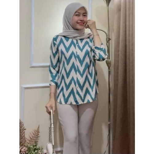 Pola Mewah Kemeja Rayon Wanita -Kemeja Wanita Ld 110 -Kemeja Rayon Wanita Motif -Kemeja Salur Wanita