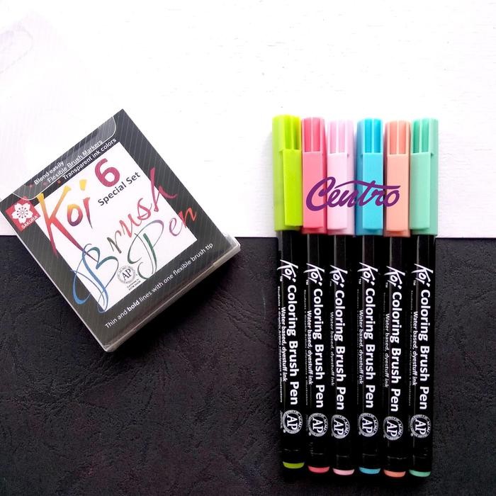

Uta - Sakura Koi Coloring Brush Pen Set 6 Color Pastel Kuas Calligraphy