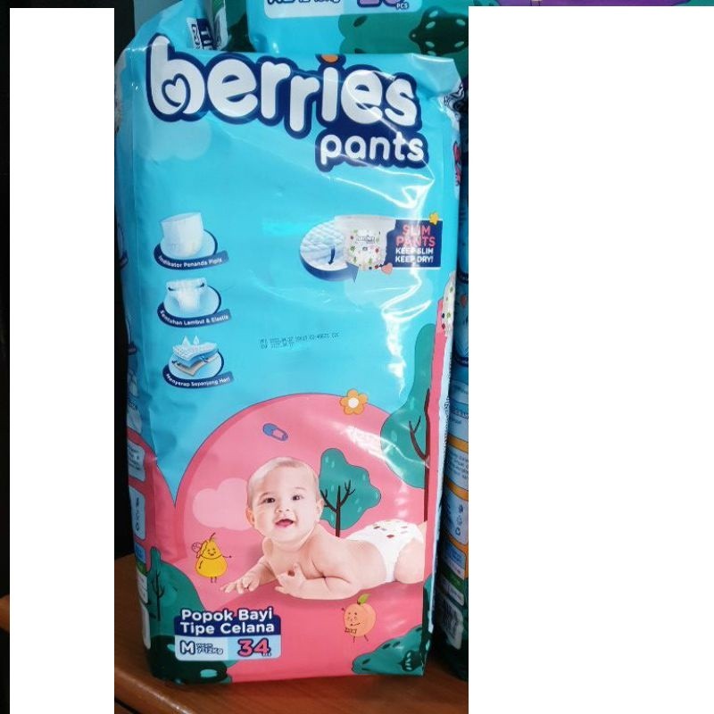 BERRIES M34 POPOK BABY BERRIES PANTS / TIPE CELANA SIZE M34 popok bayi
