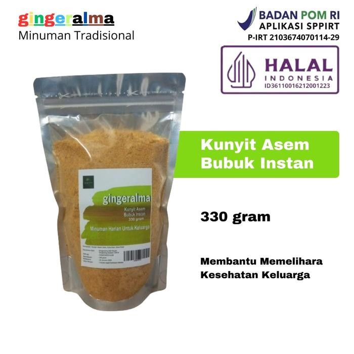 

Terlaris Minuman Tradisional Serbuk Kunyit Asem Gingeralma 330 Gram