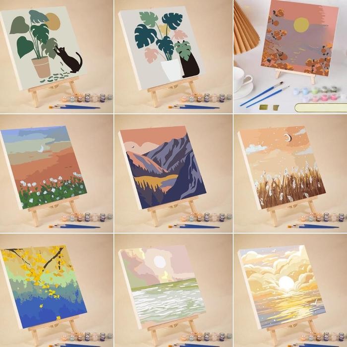 

DIY Paint by Number KIT / Painting by Number / Set Alat Lukis Praktis ukuran 20x20cm