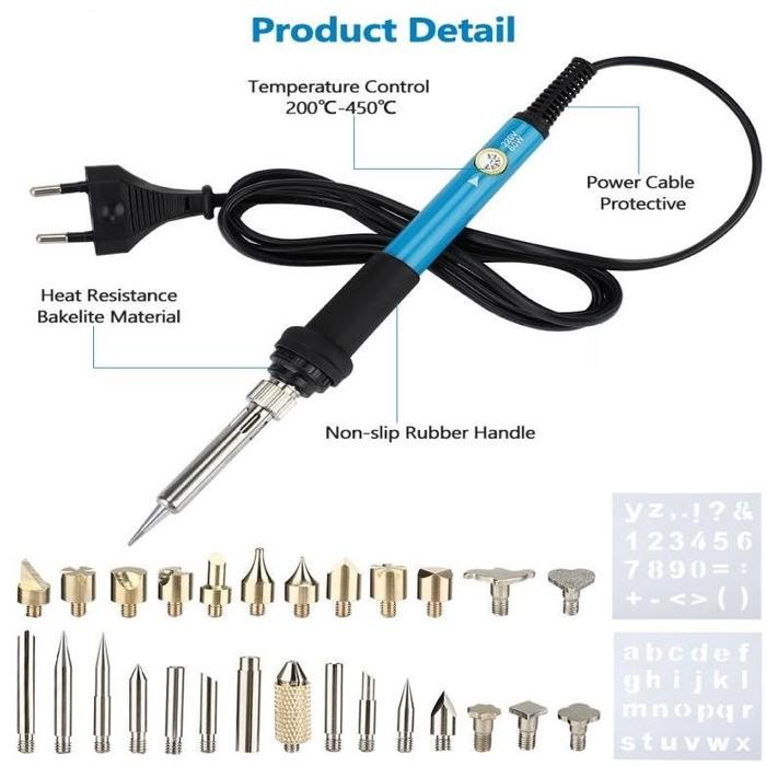 

35 in 1 Alat Lukis Bakar Wood Burning Pen Pyrography Set Scorch Burned Marker Pyrography Pen For DIY