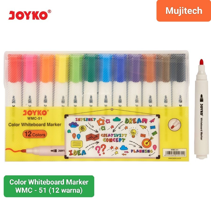 

JOYKO SPIDOL PAPAN TULIS 12 WARNA WMC-51 COLOR WHITEBOARD MARKER