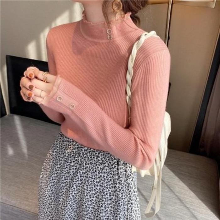 Hcll Baju Atasan Import Wanita Doris - Atasan Lengan Panjang Rajut Premium - Manset Wanita