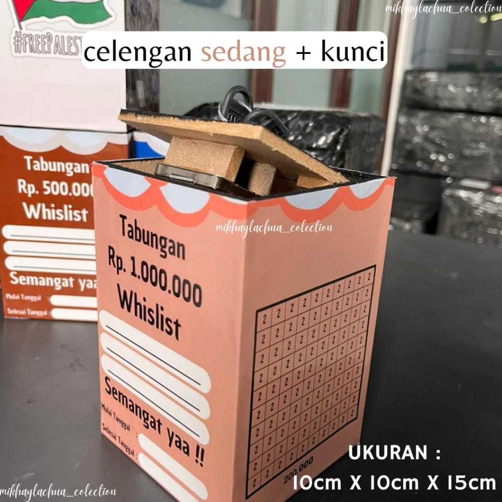 Flowpartt Celengan Target Kunci Gembok Besar Celengan Motif Polos