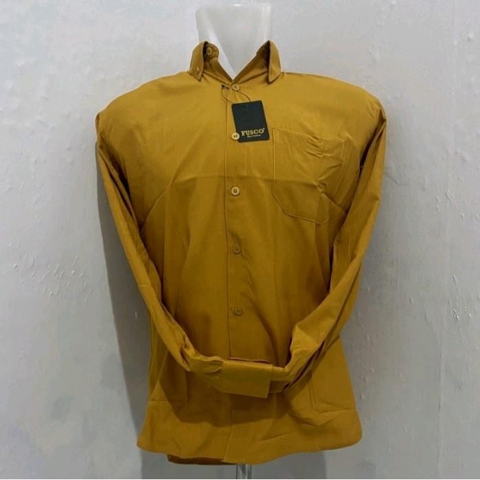 

Terlaris Kemeja Pria Formal Reguler Fit Polos Lengan Panjang Warna Kuning Gold/Kuning Kunyit /Kemeja