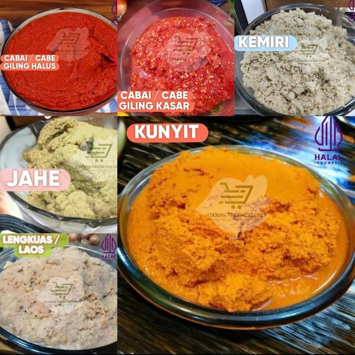 

Terlaris Bumbu Giling Kunyit Kemiri Lengkuas Jahe Cabe Rempah Berkualitas Premium Termurah