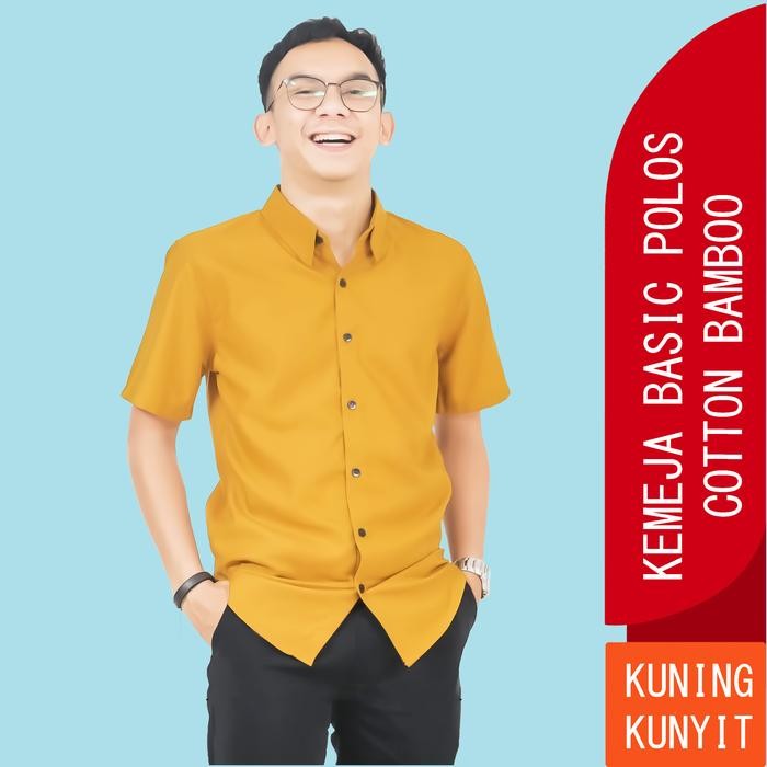 

Terlaris Kemeja Pria Lengan Pendek Polos Slim Fit Premium Solid Basic Gallant Shirt Kuning Kunyit