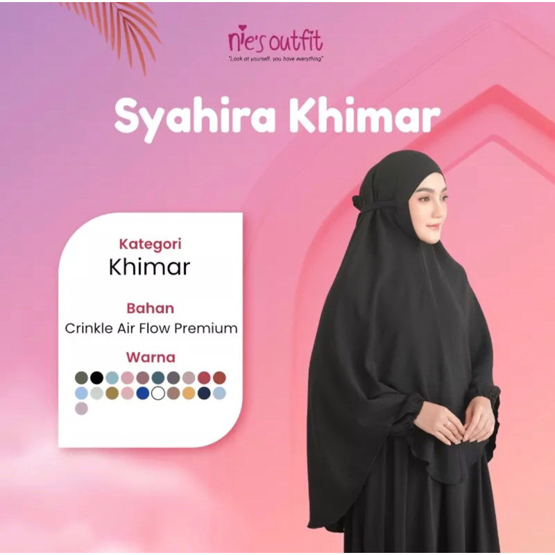 Hijab Instant NIES OUTFIT Khimar SYAHIRA Kerudung Bergo Ikat Jumbo Bahan Crinckle Airflow Rayon