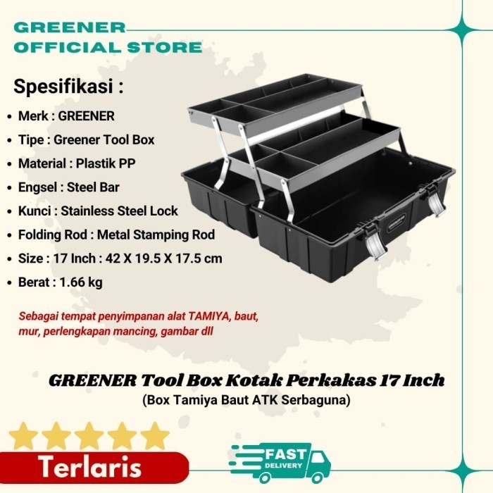 

GREENER Tool Box Kotak Perkakas - Box Tamiya Baut ATK Serbaguna