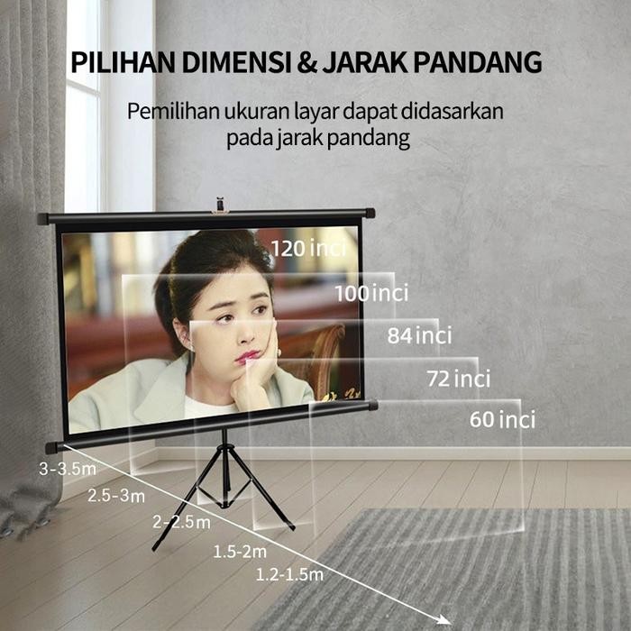 Layar Proyektor Manual Gantung (Layar Proyektor 72") Layar Proyektor 4:3 72 inci Layar proyektor