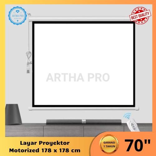 Layar proyektor gantung otomatis 70" - Screen motorized 178 x 178 cm