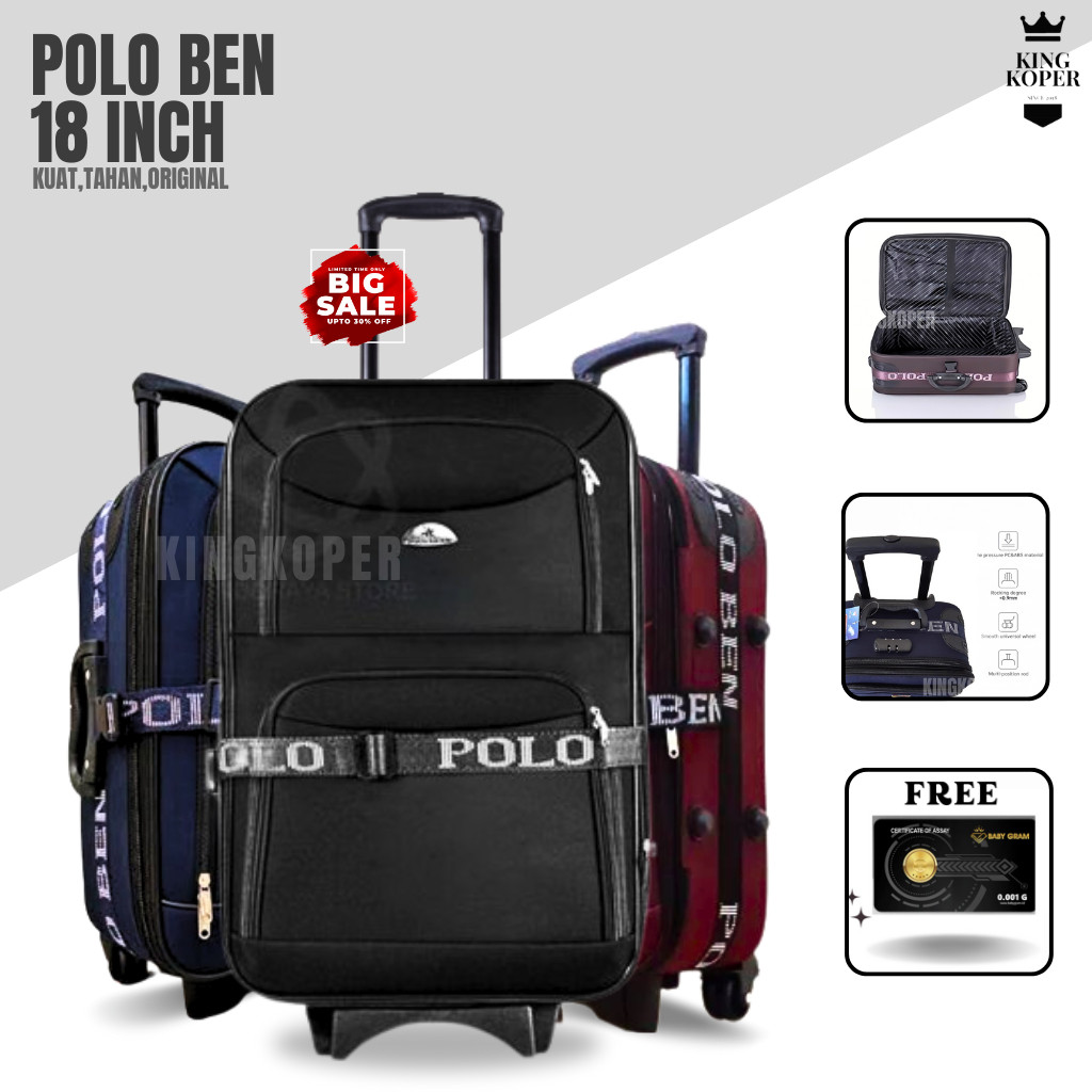 Koper Polo 18 inch Polo - koper kain - koper bagasi - koper murah - koper bahan - tas koper